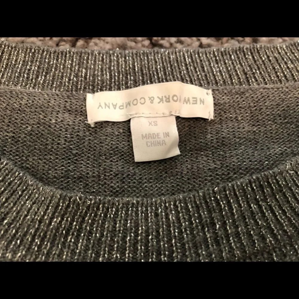 New York & Company Women's Burgundy & Silver Sweater lot 3/4 Sleeves, size S. - Picture 5 of 6